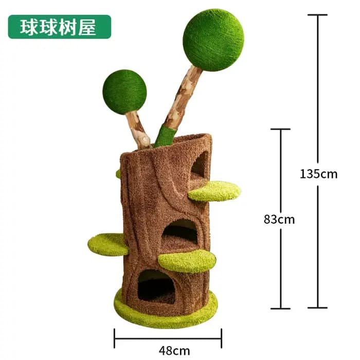 Arbre à chat en bois massif avec lit creux, gain de place, condo pour chat chaud, jouet d'escalade p