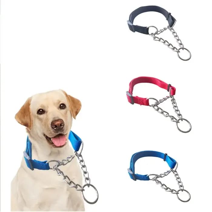 Collier pour animaux de compagnie réglable en Nylon pour grands chiens, collier de pincement antidér