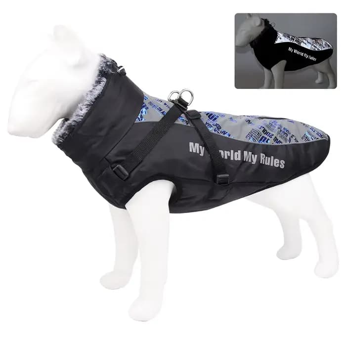 Manteau d'hiver imperméable pour grands chiens avec collier en fourrure SFP, vêtements chauds pour a