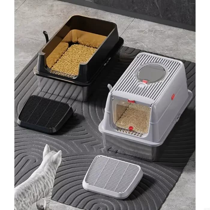 Rampe bac à litière pour chats à Double couche, pour confinement efficace du sable réduire les netto