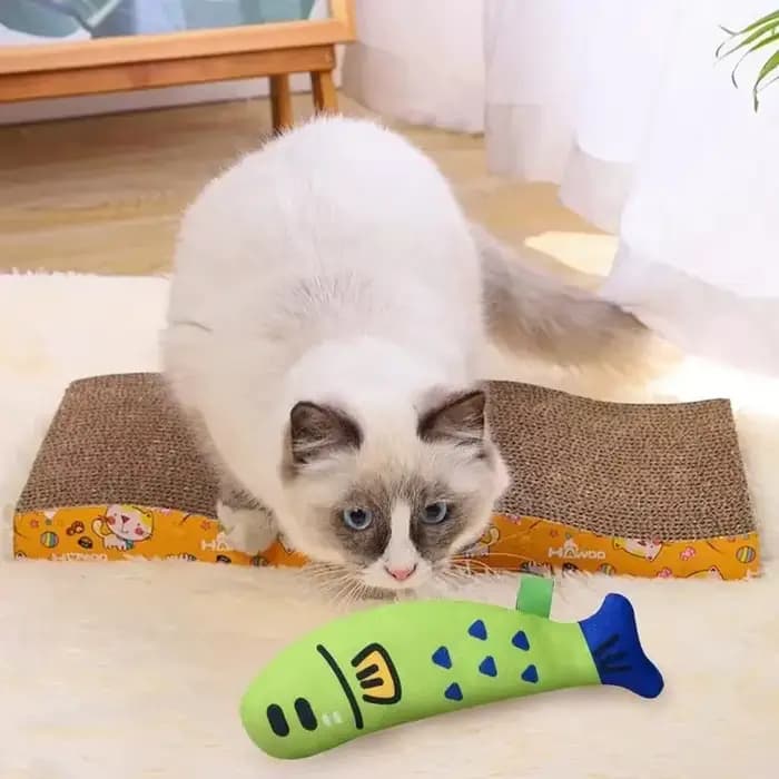 Jouet interactif pour chat en forme de poisson