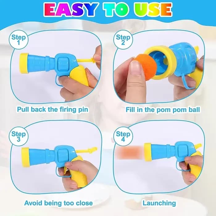 Jouets interactifs pour chatons : Jouet d'entraînement créatif avec mini pistolet lanceur et balles en peluche extensibles – Fournitures pour animaux de compagnie