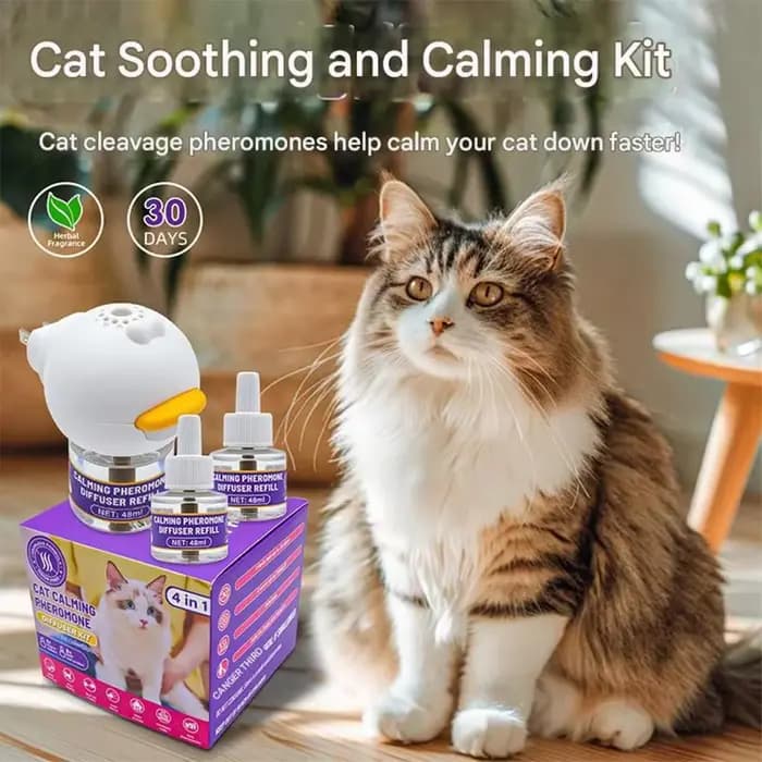 Diffuseur de phéromones pour chats et chiens, ensemble 4-en-1 pour animaux de compagnie, chauffage électrique, phéromones inodores, soulage le stress émotionnel des animaux