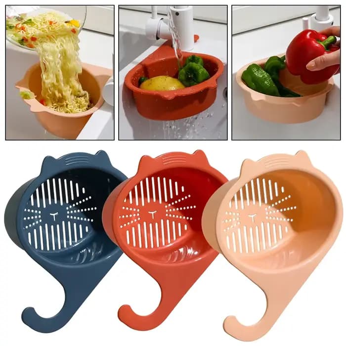 Panier de vidange d'évier de cuisine multifonctionnel en forme de chat