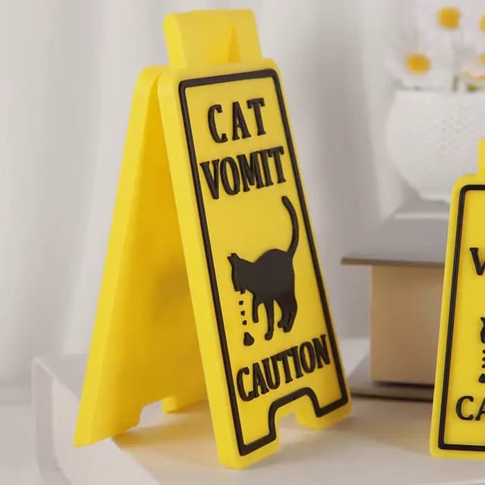 Panneau d'avertissement de vomi de chat drôle