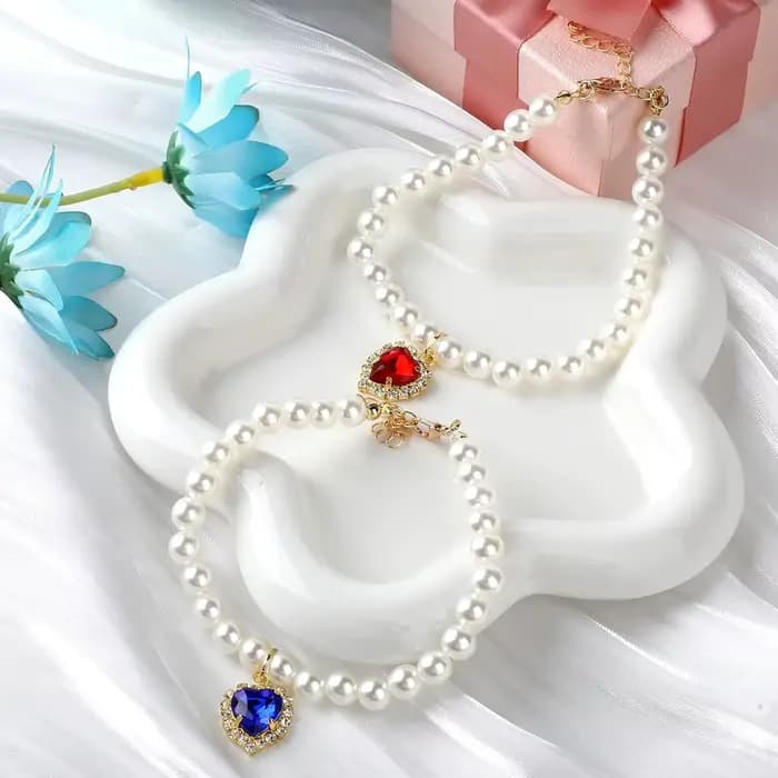 Nouveau collier de chat décoration animal de compagnie mignon exquis cou chaton réglable été chat collier haute Simulation perles fournitures pour animaux de compagnie