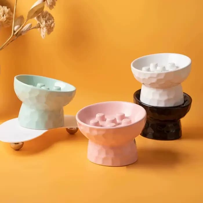 Bol en céramique pour chat, sur pieds hauts, anti-choc, à ouverture inclinée, protection du cou, pour animaux de compagnie, chiens et chats, 1 pièce