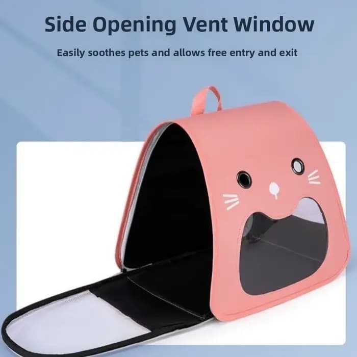 Sac de transport pour chat pliable et mignon, grande capacité, respirant, sac à dos de transport pour animaux de compagnie, mains libres, pliable, sac de transport pour chaton, chats