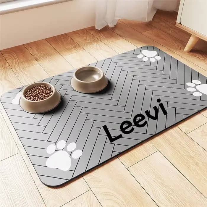 Tapis de nourriture personnalisé pour chien et chat gravé avec le nom de l'animal de compagnie