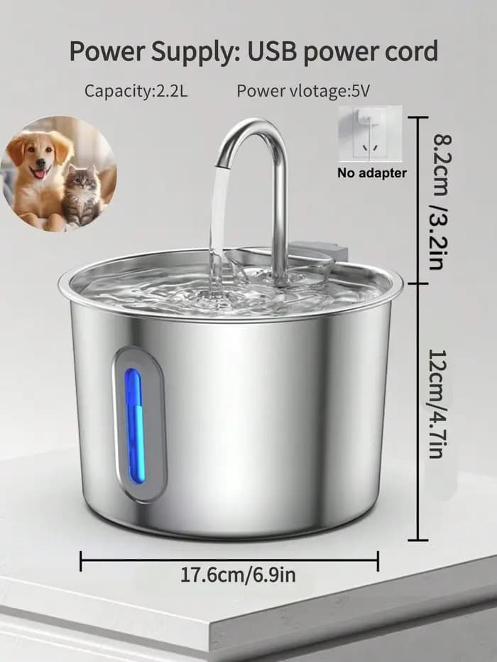 Fontaine à eau pour chat en acier inoxydable 2