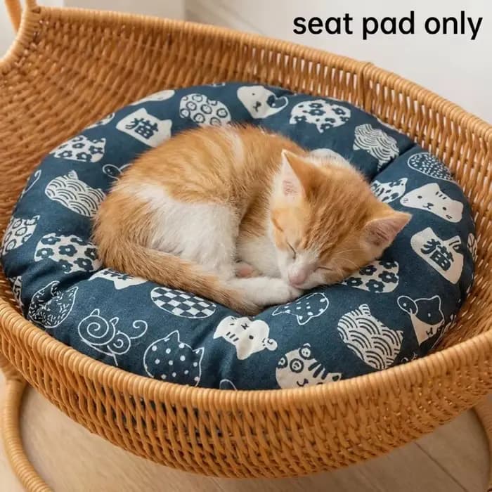 Panier-lit pour chat en rotin tressé avec coussin moelleux