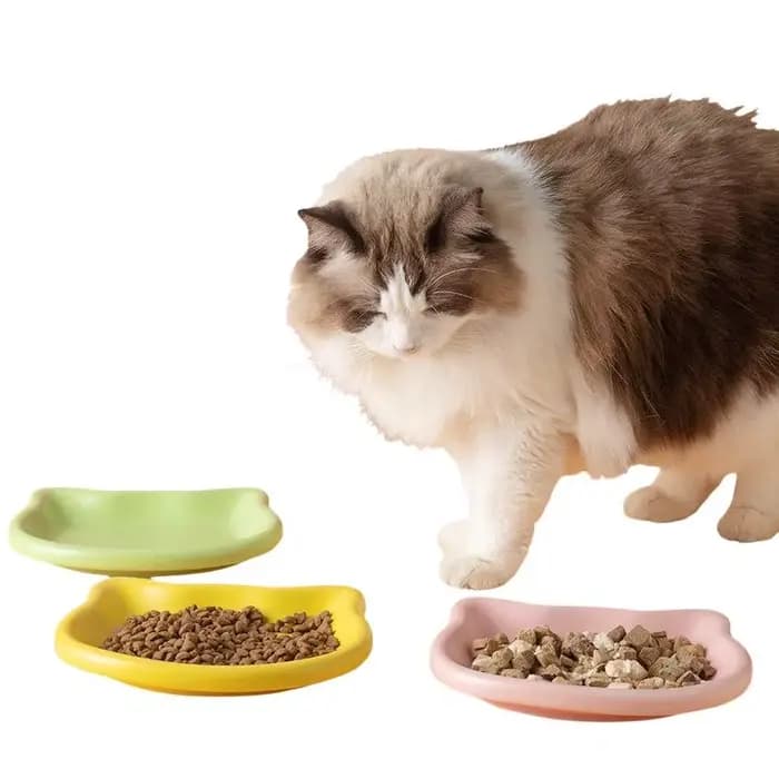 1 bol pour animaux de compagnie en forme de chat, couleur pastel, design animal mignon, antidérapant, idéal pour les chats, accessoire tendance pour la maison