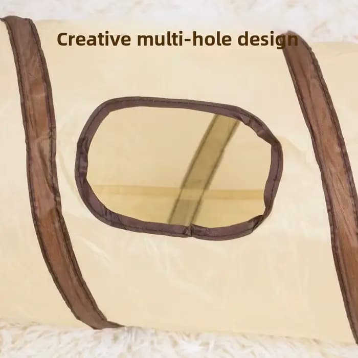 Tunnel de jeu pliable et facile à ranger tout-en-un pour chat - Jouet interactif rayé pour le plaisir et l'exploration