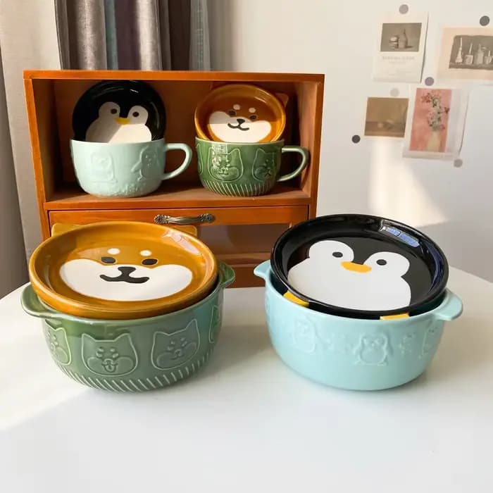 Bols en céramique créatifs pour chat et chien de dessin animé