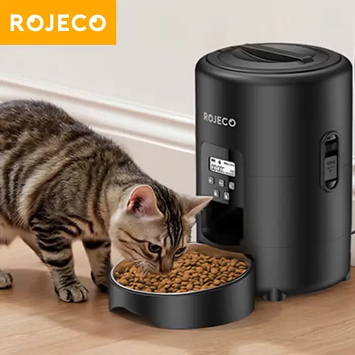 ROJECO 2L mangeoire automatique pour animaux de compagnie intelligente chat nourriture Kibble distributeur bouton