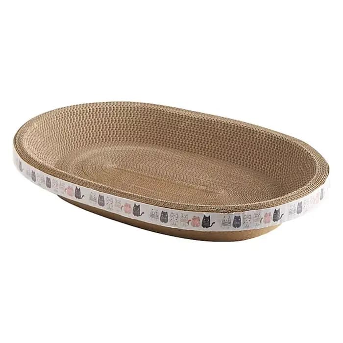 Gratte-chat ovale en papier ondulé pour chat, poteaux en carton, jouets à griffes de meulage, nid de lit pour chat, accessoires pour chat