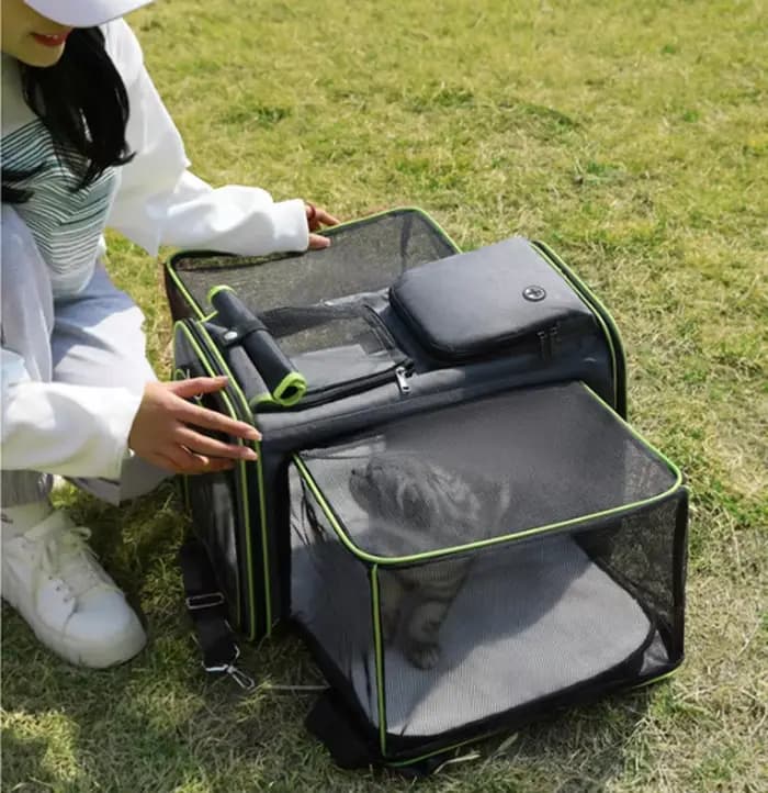 Sac de transport pliable pour chat de grande capacité