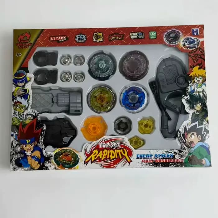 Ensemble de combat multijoueur SPINNING TOP 4D Metal Fusion, comprenant 2 lanceurs et 4 toupies – le jouet de combat ultime pour les enfants