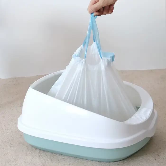 1 rouleau de sacs à litière pour chat avec cordon de serrage, sacs poubelles pour animaux de compagnie, doublures pour bac à litière, plusieurs tailles, fournitures de nettoyage pour chats et chiens,