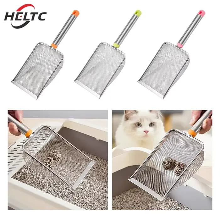 Pelle à litière en acier inoxydable à mailles fines pour chat, pelle antiarina, facile à nettoyer, sable efficace, durable, reptiles, 1 pièce