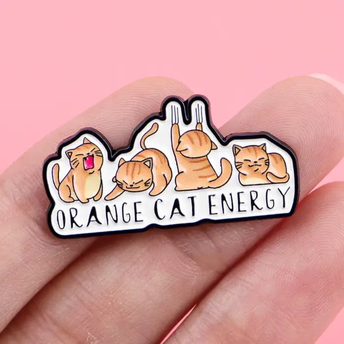 Pins en émail et broches « Orange Cat Energy » pour les amoureux des chats