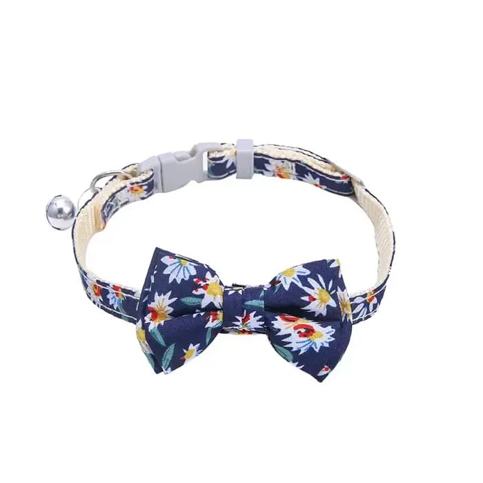 Collier pour chat détachable avec nœud papillon mignon et cloche