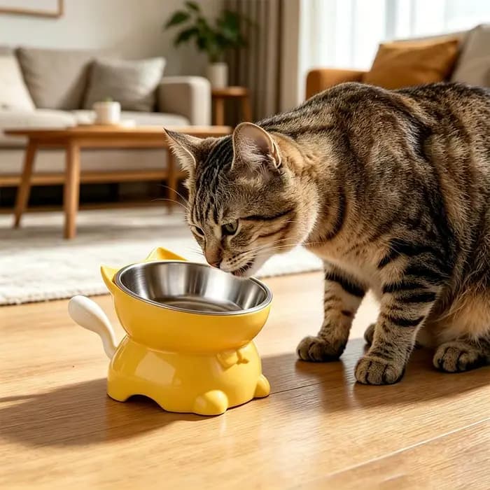 Bol pour chat en acier inoxydable anti-déversement