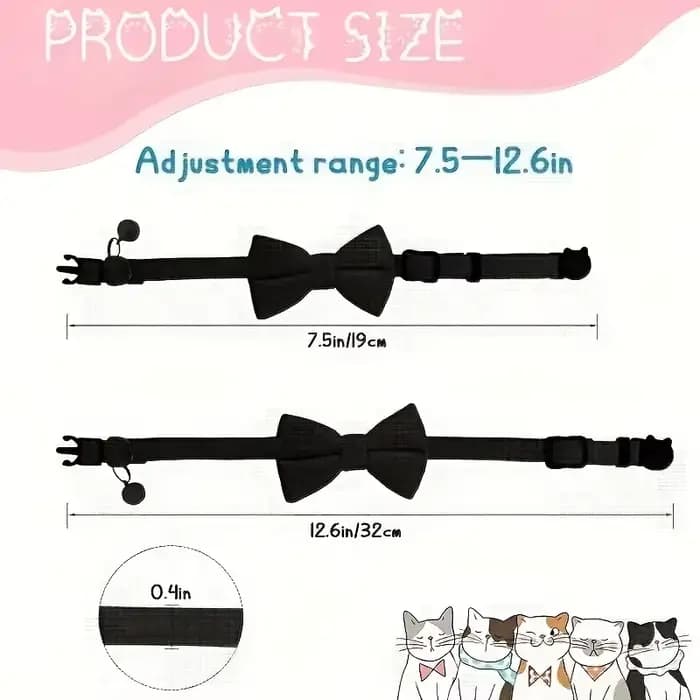 Collier de nœud papillon de chat en Polyester personnalisable