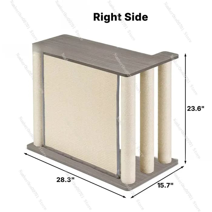 Table d'appoint en forme de patte de chat avec griffoir et poteau à gratter
