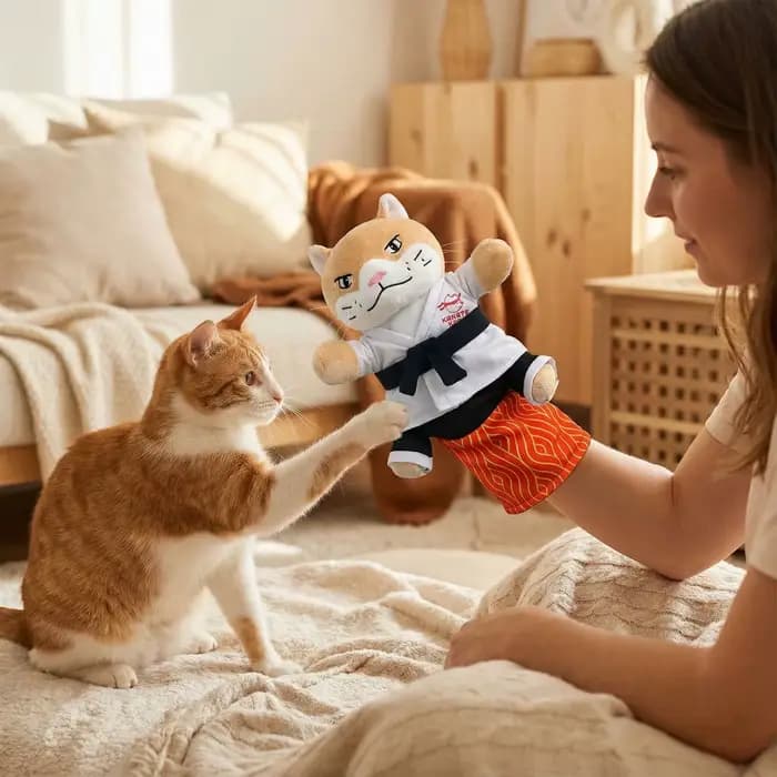 Marionnette de main de lutteur de sumo pour chat