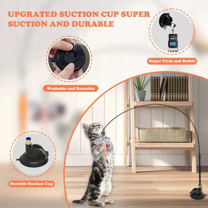 Jouet teaser pour chat avec cloche interactive et baguette en plumes