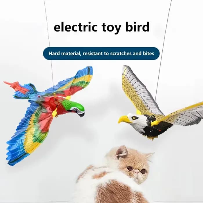 Jouet interactif pour chat en forme d'oiseau de simulation, amusant, à suspendre à la porte, avec corde à gratter automatique, bâton pour chat, jouet pour chat aigle, fournitures pour chats