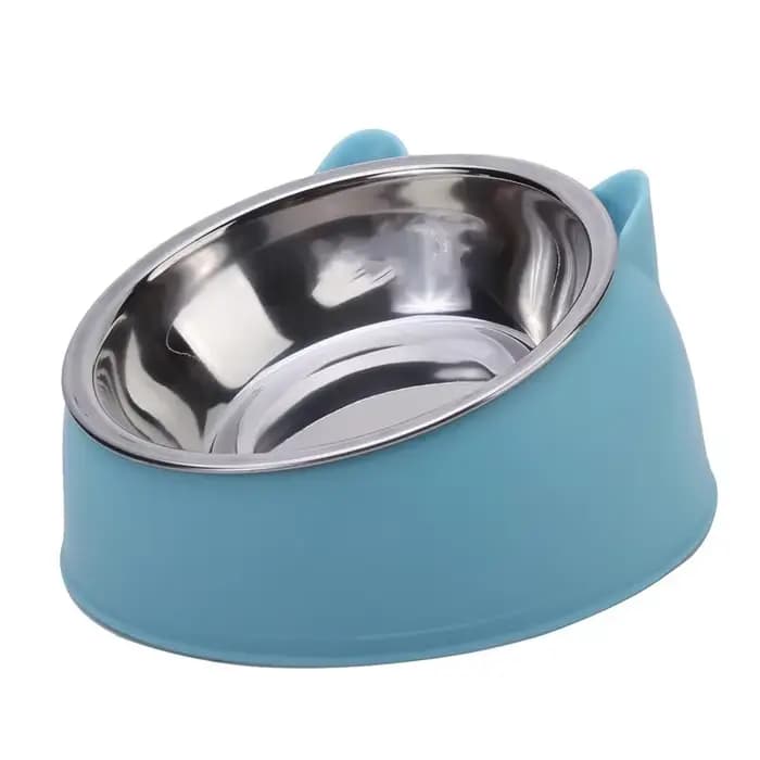 1pc chat bol belle créative incliné chaton chiot nourriture bols d'alimentation en acier inoxydable chats boire