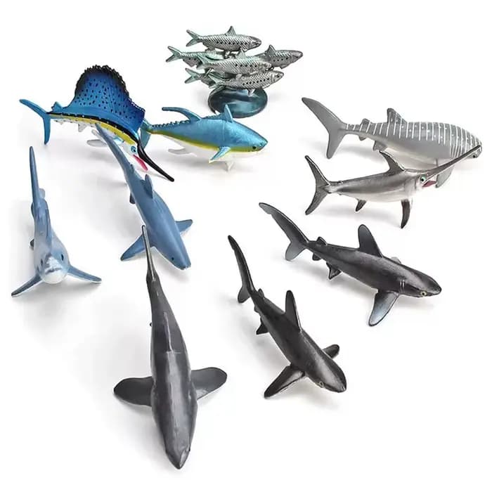 Mini jouets de simulation de la vie marine, 10/12 pièces, modèles réalistes d'animaux marins, requin baleine, dauphin, tortue, jouets pour enfants, cadeau de noël