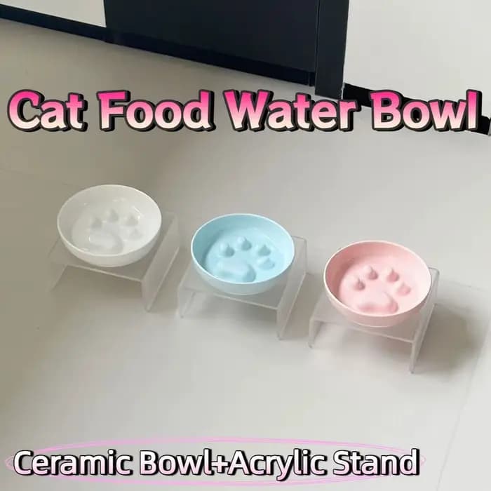 Bol à nourriture et à eau pour chat en céramique