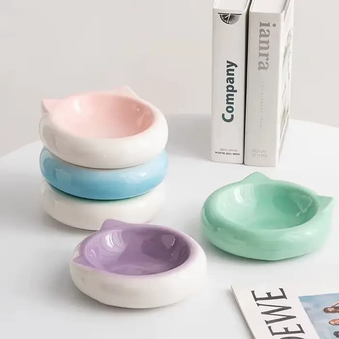 Bol en céramique pour chat en forme d'oreilles de chat mignonnes
