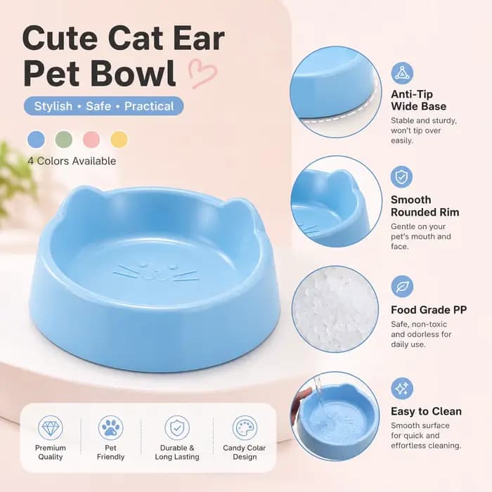 Bol à nourriture pour animaux de compagnie avec design oreilles de chat