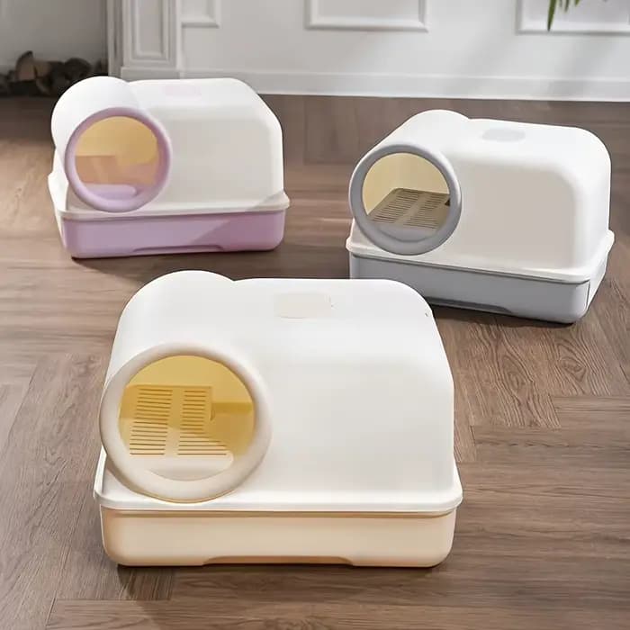 Bac à litière pour chat avec couloir et tiroir | Toilettes entièrement fermées pour contrôle des odeurs et anti-suivi |