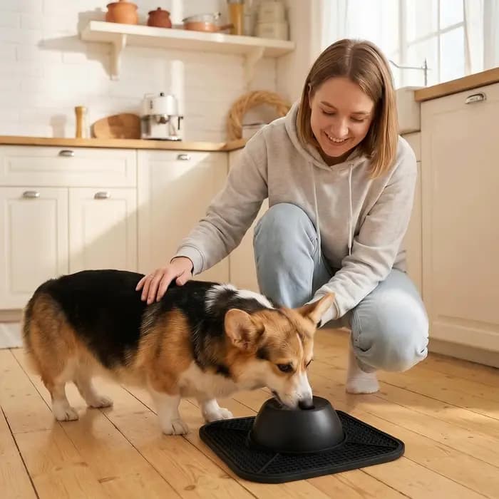 Bols anti-glouton pour chiens et tapis à lécher - antidérapants, adaptés aux friandises liquides et épaisses, conviennent aux chiens et chats de grande, moyenne et petite taille.