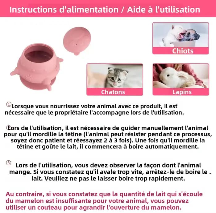 Mangeoire pour nouveau-né chiot et chaton
