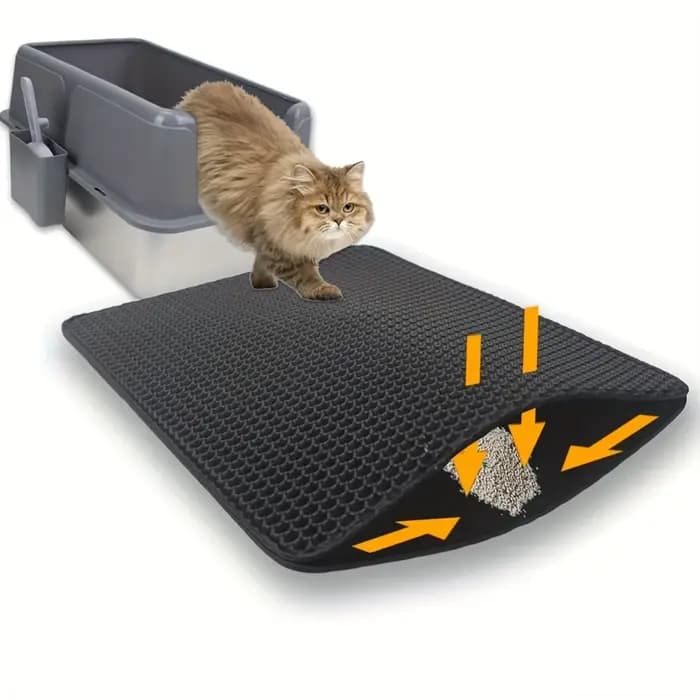 Tapis double alvéolé pour litière de chat - Imperméable
