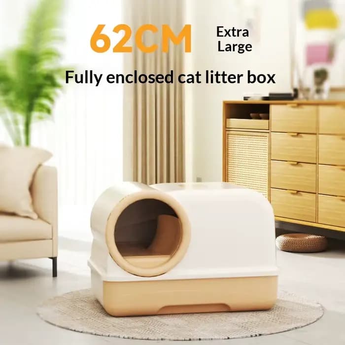 Bac à litière pour chat extra large entièrement fermé avec couloir
