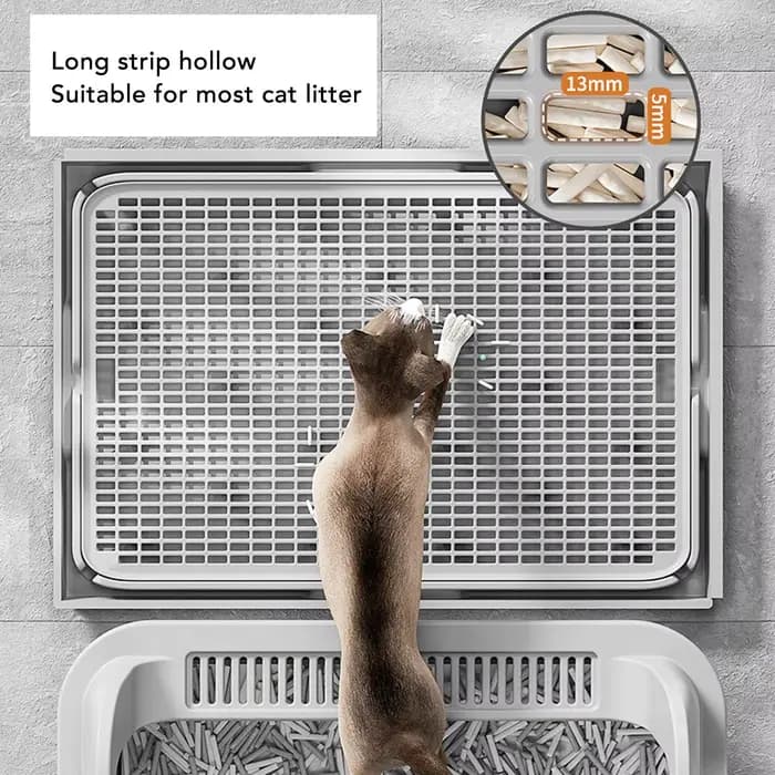 Tapis à litière pour chat spacieux à double couche