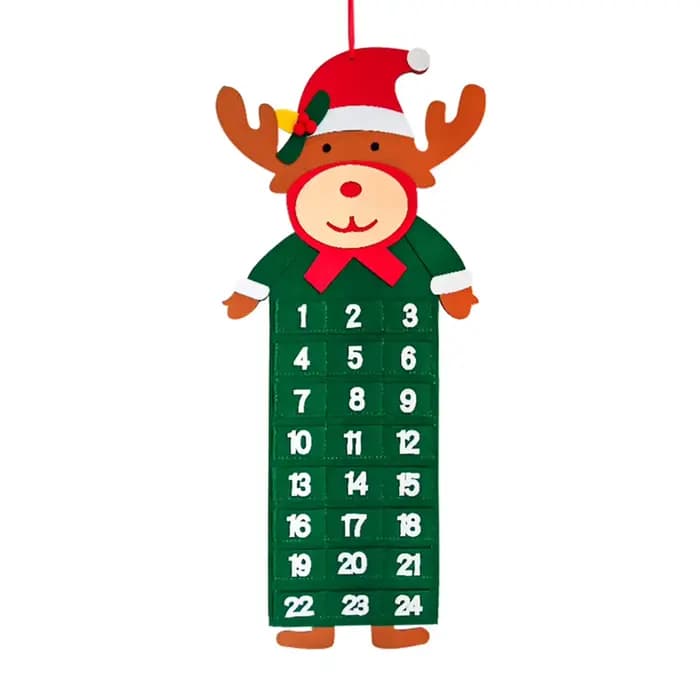Calendrier de l'Avent de Noël réutilisable avec poches pour 24 jours