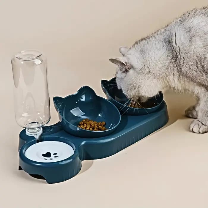 Ensemble de bols à eau et à nourriture pour animaux de compagnie avec mangeoire