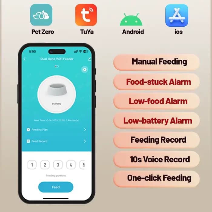 Furpipi mangeoire automatique pour chat avec caméra Full HD et Vision nocturne 5G WiFi Tuya APP contrôle distributeur de nourriture chronométré pour chats et chiens