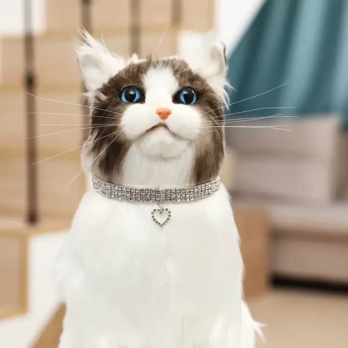 Collier élastique à trois rangées de strass pour animaux de compagnie