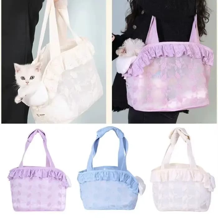 Sac de transport pour chat en maille de dentelle