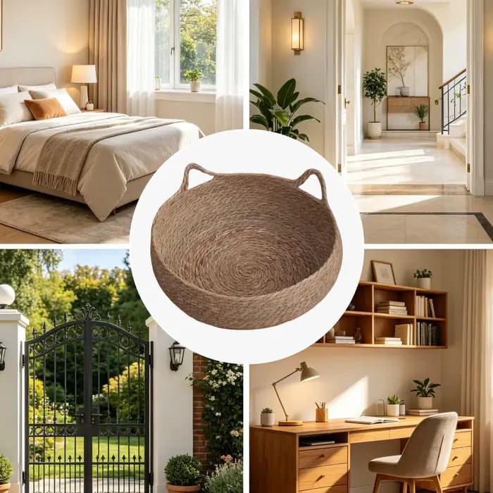 Panier pour chat en rotin respirant