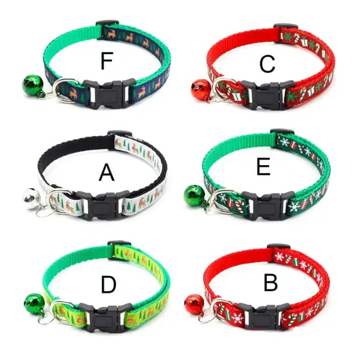 Avec cloche collier de chat de noël polypropylène blanc/vert/rouge collier de noël pour animaux de compagnie motif flocon de neige/élan cerf réglable